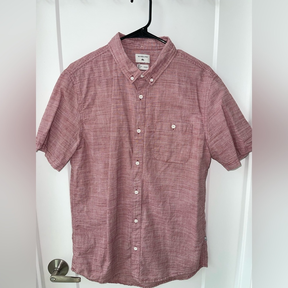 Quiksilver Men's Casual Red Button Down Shirt
